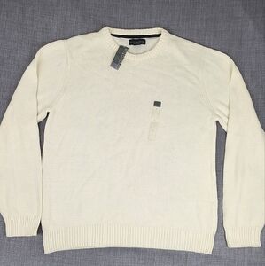 Covington 100% Cotton Cream Colored Pullover Tight Knit Sweater - Men's Large